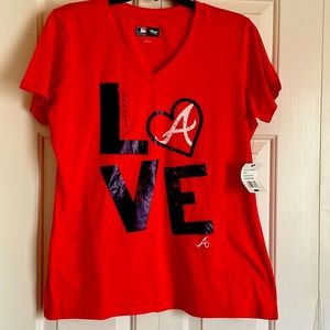 Ladies cut red tshirt. Brand new, never worn. Large